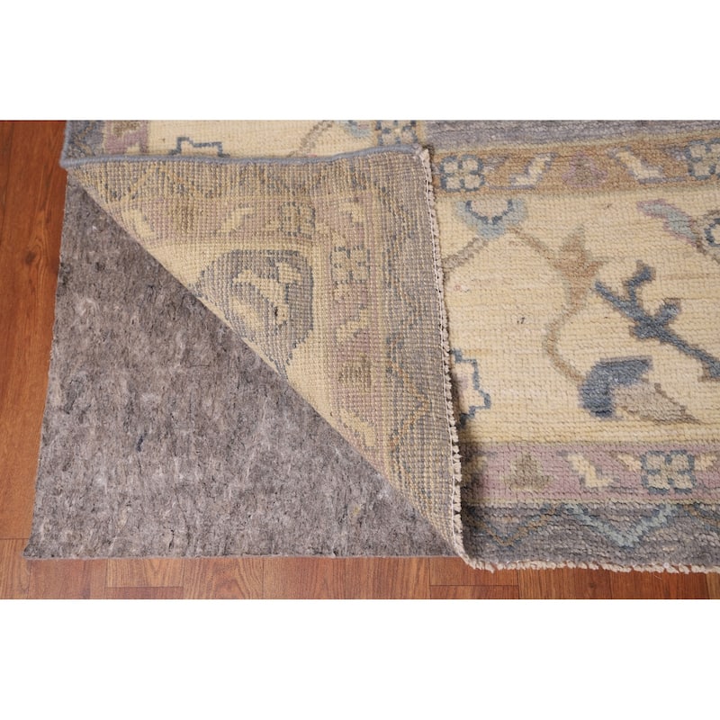 Gray Blue Oushak Vegetable Dye Area Rug Hand-Knotted Wool Carpet - 9'1" x 12'0"