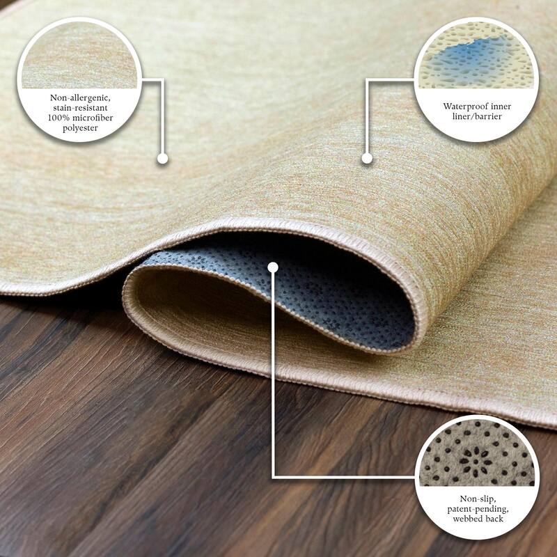 My Magic Carpet Machine Washable Area Rug Solid Cream