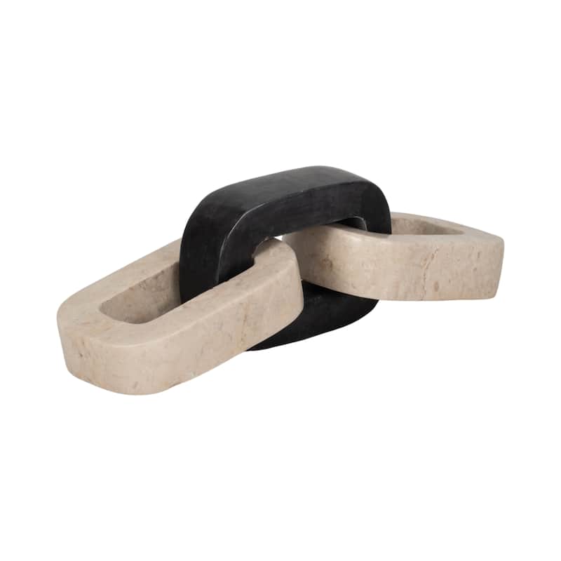 Sagebrook Home 11" 3-link Onyx Marble Chain, Beige, 1"H - 11" x 5" x 1"