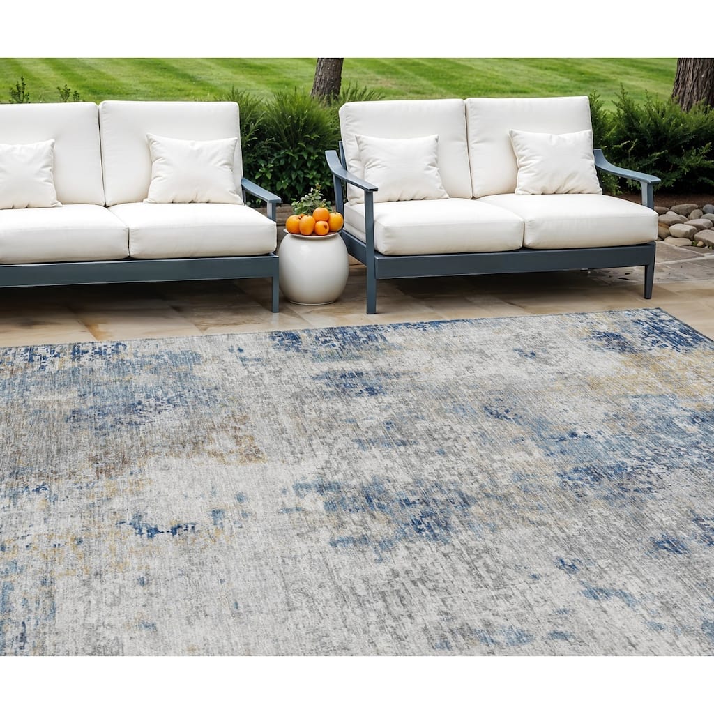 HomeRoots Abstract Transitional Rectangle Outdoor Rug