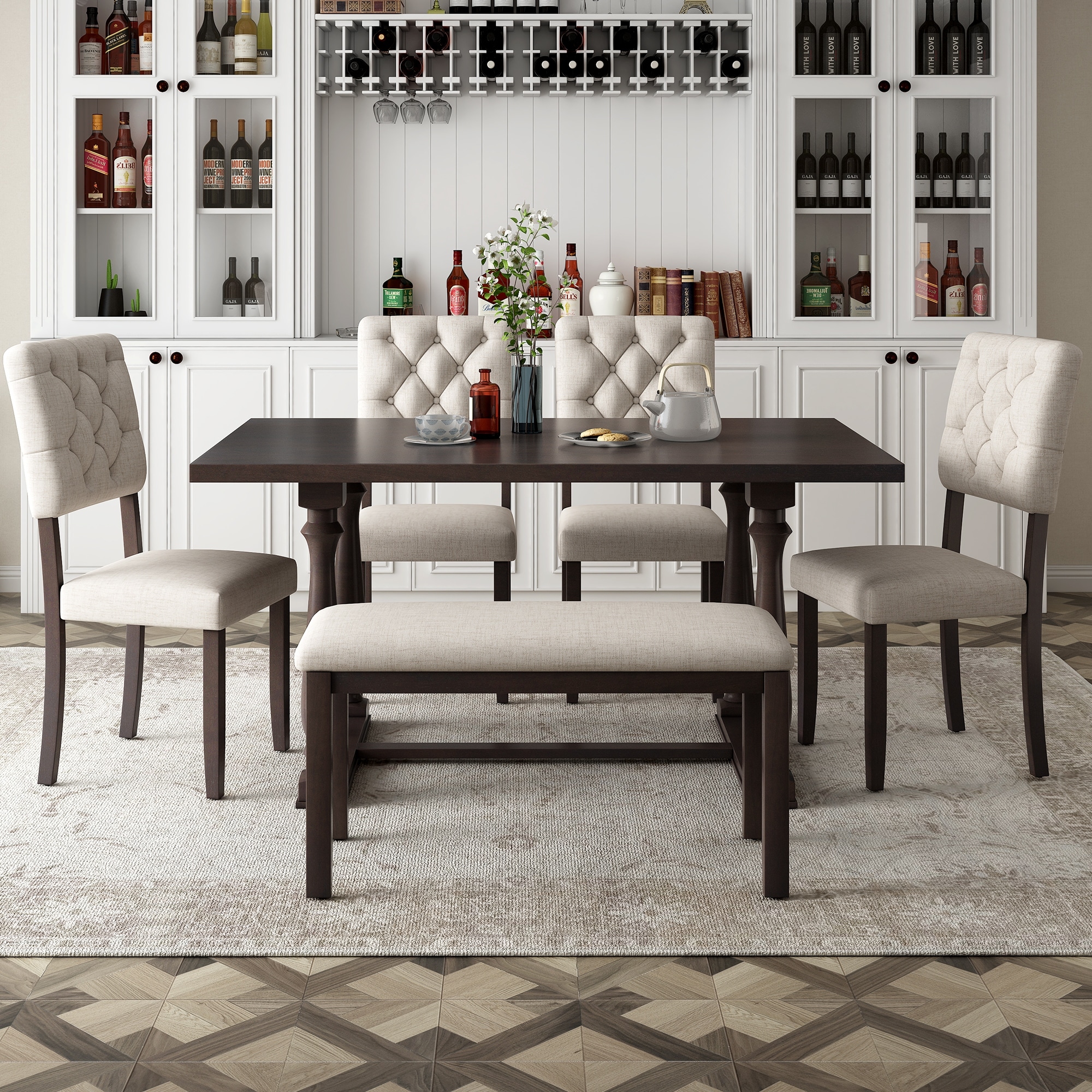 Dining table hotsell with tufted chairs