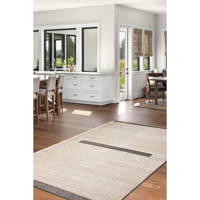 ECARPETGALLERY Braid weave Sienna Cream Wool Rug - 5'0 x 8'0