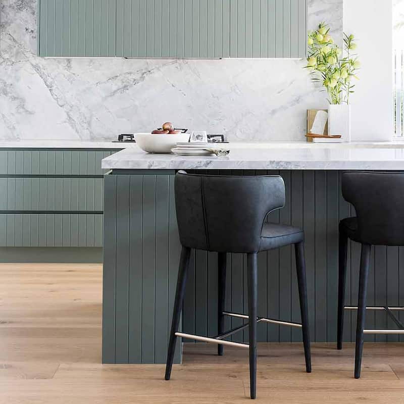 Extended Wingback Modern Leather Counter Stool