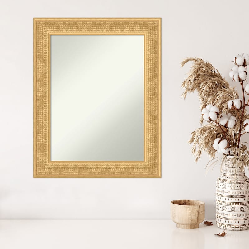 Trellis Non-Beveled Wood Framed Wall Mirror - Trellis Gold