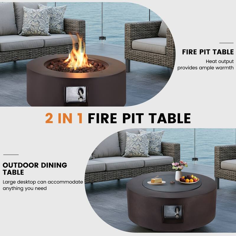 Outdoor Propane Fire Pit Table with Tank Storage and Weather-Resistant Cover