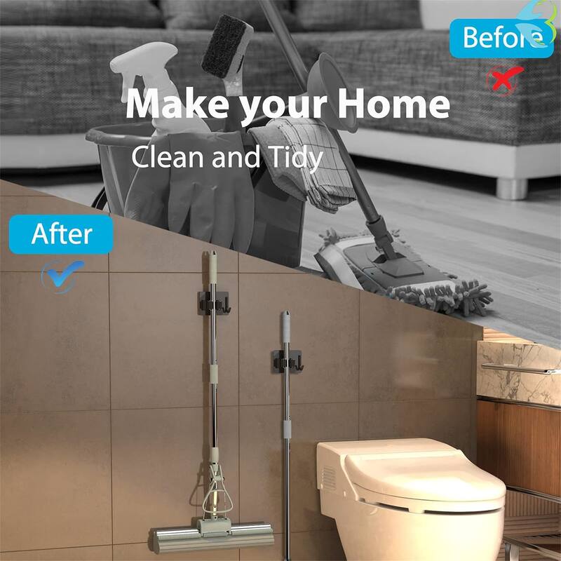 Mop Broom Organizer Wall Mounted