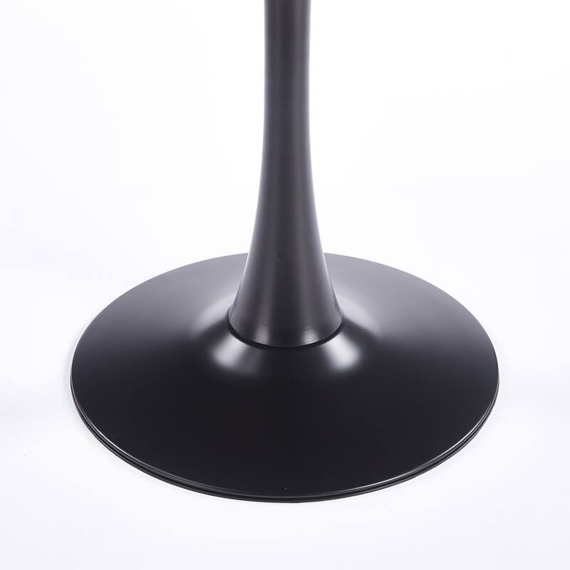 Pedestal Dining Table Round Top MDF and Metal Halloween Style Modern
