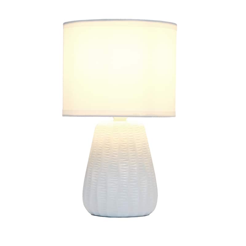 Texture Ceramic Table Desk Lamp with Drum Shade - 11" - White
