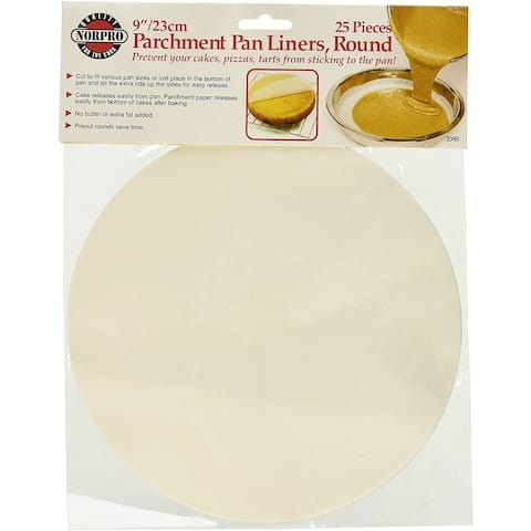Norpro 9" Round Parchment Paper Cake Pizza Tart Baking Pan Liners - 25 Pack