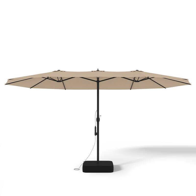 15 FT Double-Sided Patio Umbrella with Base Included, Electric Misting System 4-Level Wind Resistant Outdoor Market Umbrella