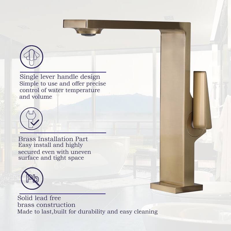 Deck Mounted Right-angle Bathroom Faucet Single Hole with Single Handle, Black/Gold/Grey