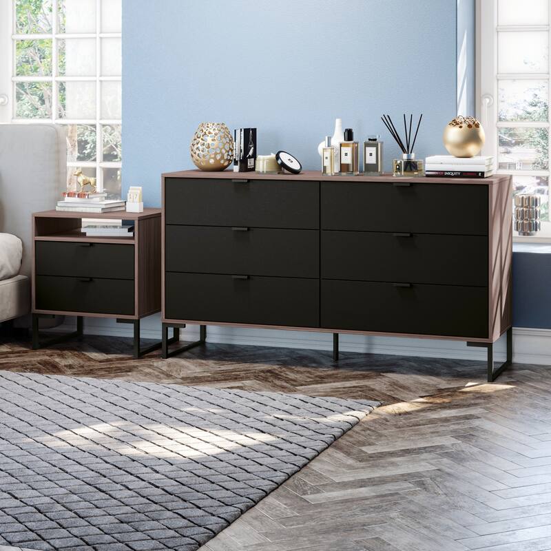 Kappesberg New Collins 2-Piece Bedroom Set, 6-Drawer Dresser & One (1) 2-Drawer Nightstand