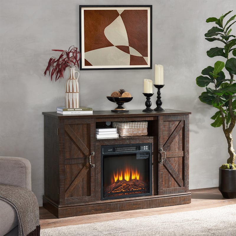 TV Stand Console with 18" Electric Fireplace Insert for TV up to 50"