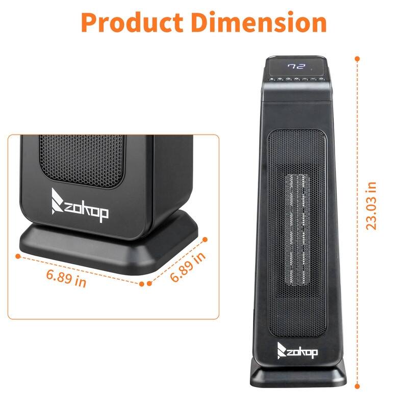 1500-Watt 23-inch Portable Electric Heater with Remote Control