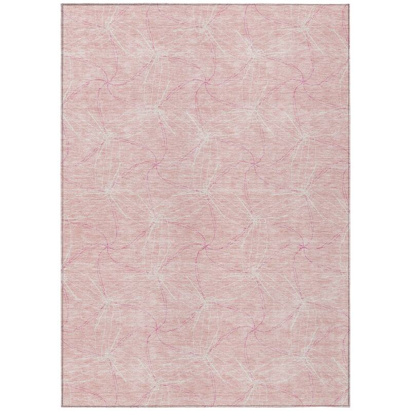 Machine Washable Indoor/ Outdoor Abstract Contemporary Chantille Rug