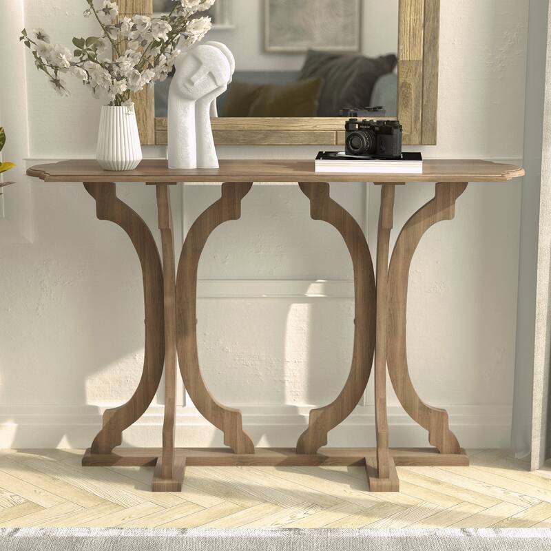 GALANO Doynton 45.9 in. Oval Solid Wood Console Table - Oak