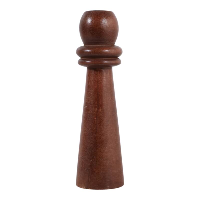 Mango Wood Pillar and Taper Candle Holders Sculptural Turned Design - 3" x 3" x 10"