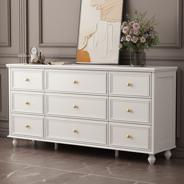 Timechee 63'' W Dresser White Chest Srorage Cabinet Lacquer