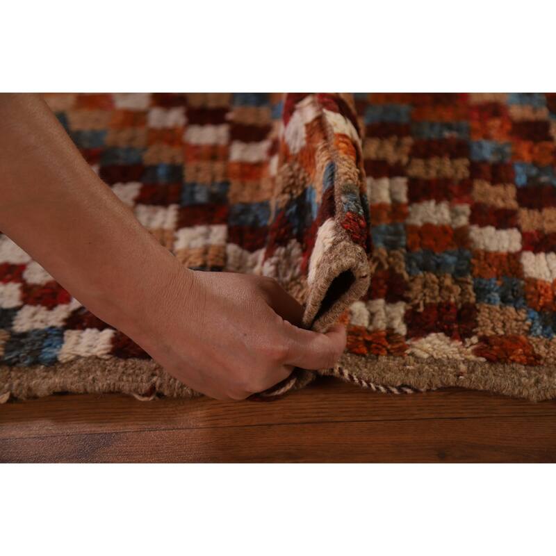 Hand Knotted Oriental 100% Wool Carpet Modern Geometric Red Moroccan Area Rug - 7' 9'' X 5' 6''