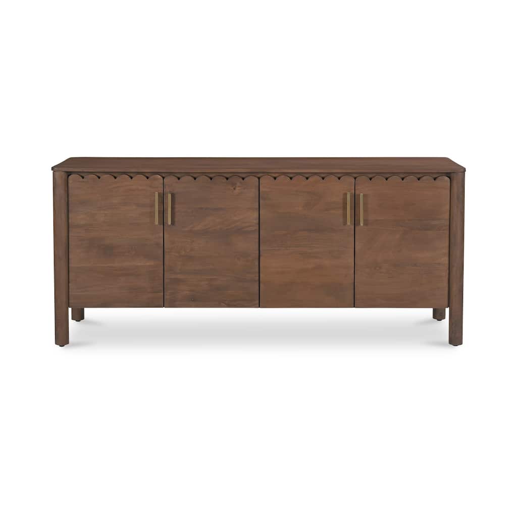 Title: NADAAL STUDIOS Thalen Sideboard, 4-Door Mango Wood, Adjustable Shelves, Vintage Brown