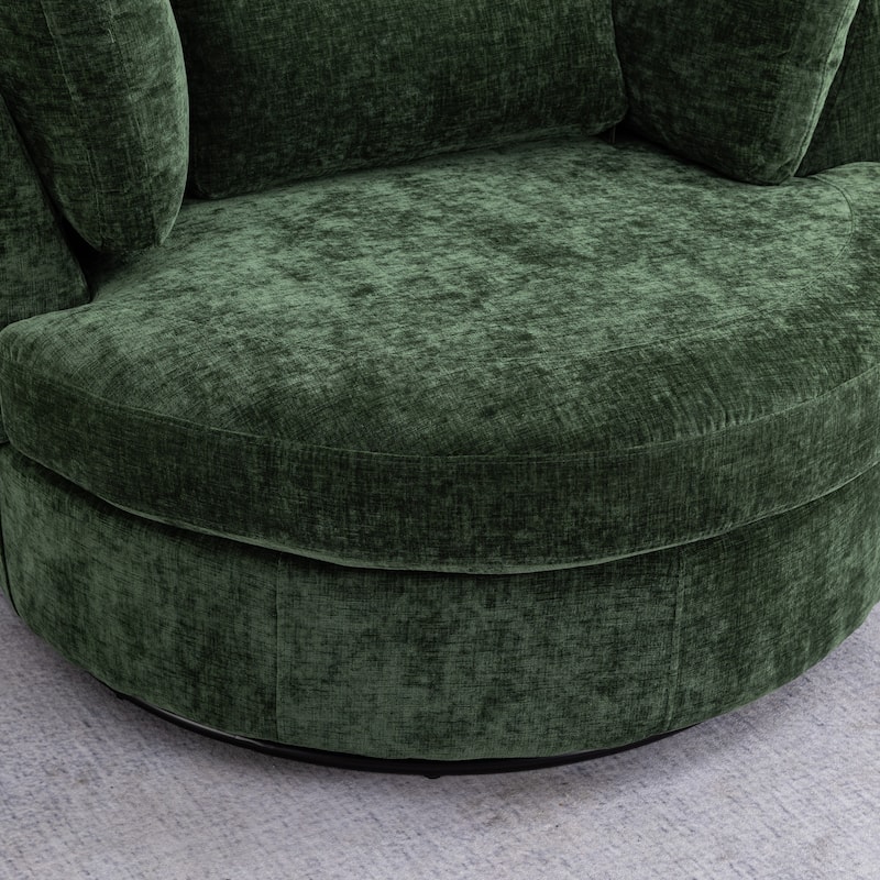 42.3"W Upholstered Swivel Accent Chair with 4 Pillows and Half-Moon Storage Ottoman