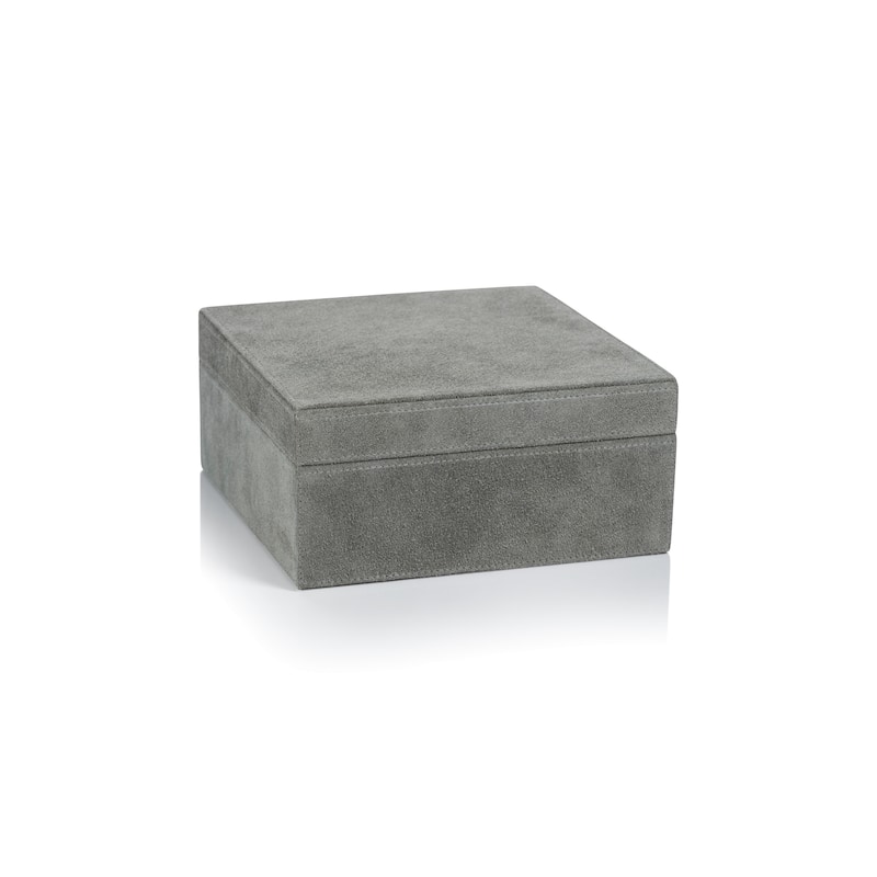 Carpi Suede Lux Decorative Box - Shoreline Gray - 8" x 8" x 4"