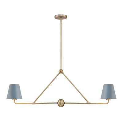 Xavier 2 Light Vibrant Gold and Blue Chandelier - 42"W x 15"H x 6"D