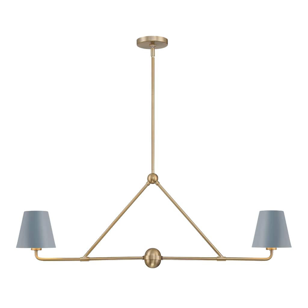 Xavier 2 Light Vibrant Gold and Blue Chandelier - 42"W x 15"H x 6"D