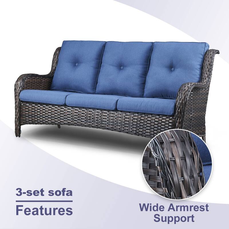 4-piece Outdoor Patio Sofa Chair Set With Fire Pit Table