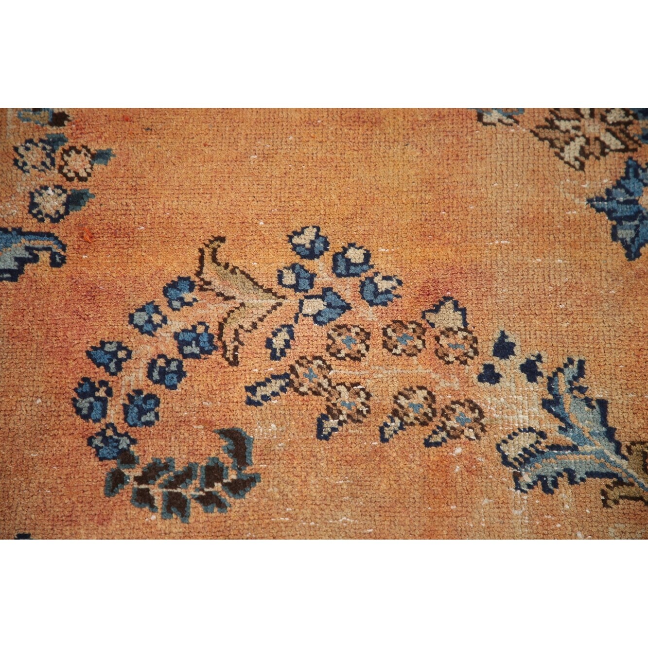 絨毯　mashad carpet Vintage Orange Mashad Persian Area Rug Hand-Knotted Wool