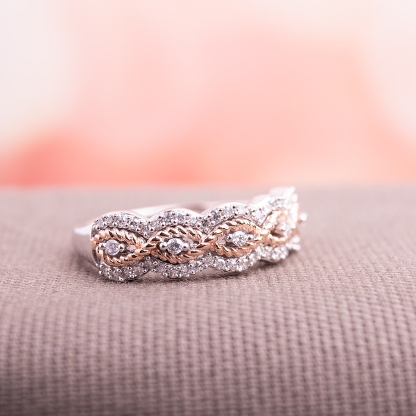 Miadora Signature Collection 2-Tone 10k Rose and White Gold 1/4ct TDW Diamond Infinity Anniversary Band. Opens flyout.