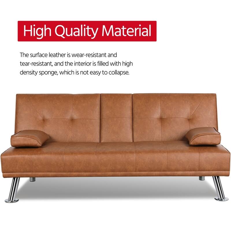 Yaheetech Modern Recliner Couch Faux Leather Futon Sofa Bed