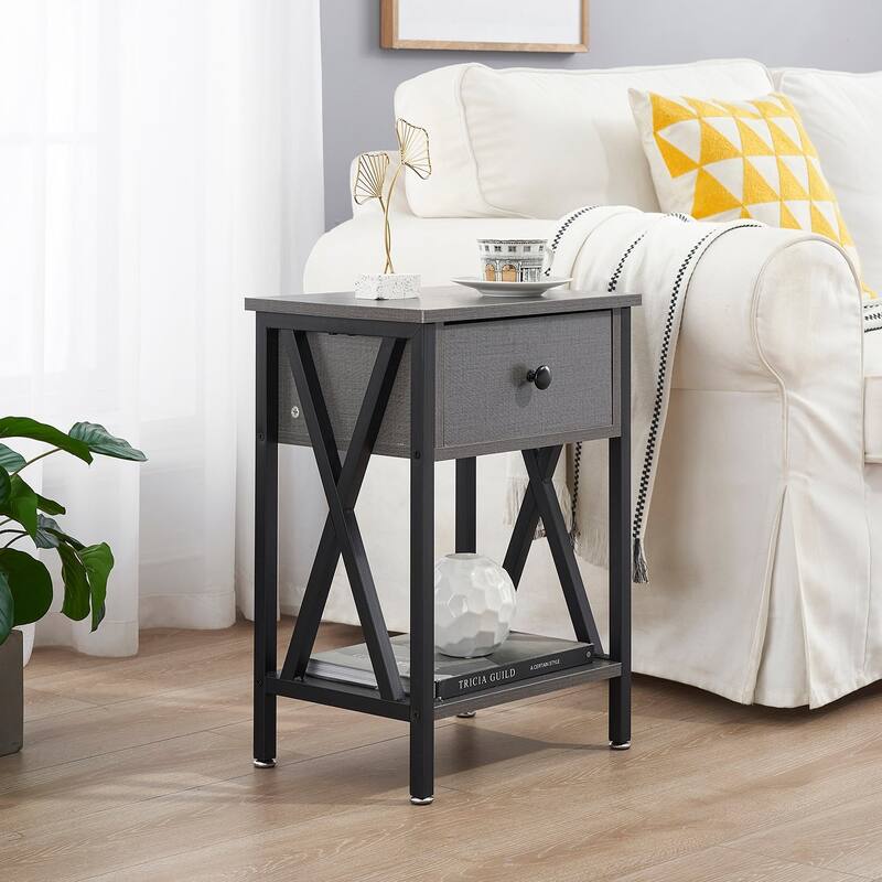 VECELO Mid Century Modern Nightstand with Storage Shelves, Set of 2 Nightstands, End Table/Side Table