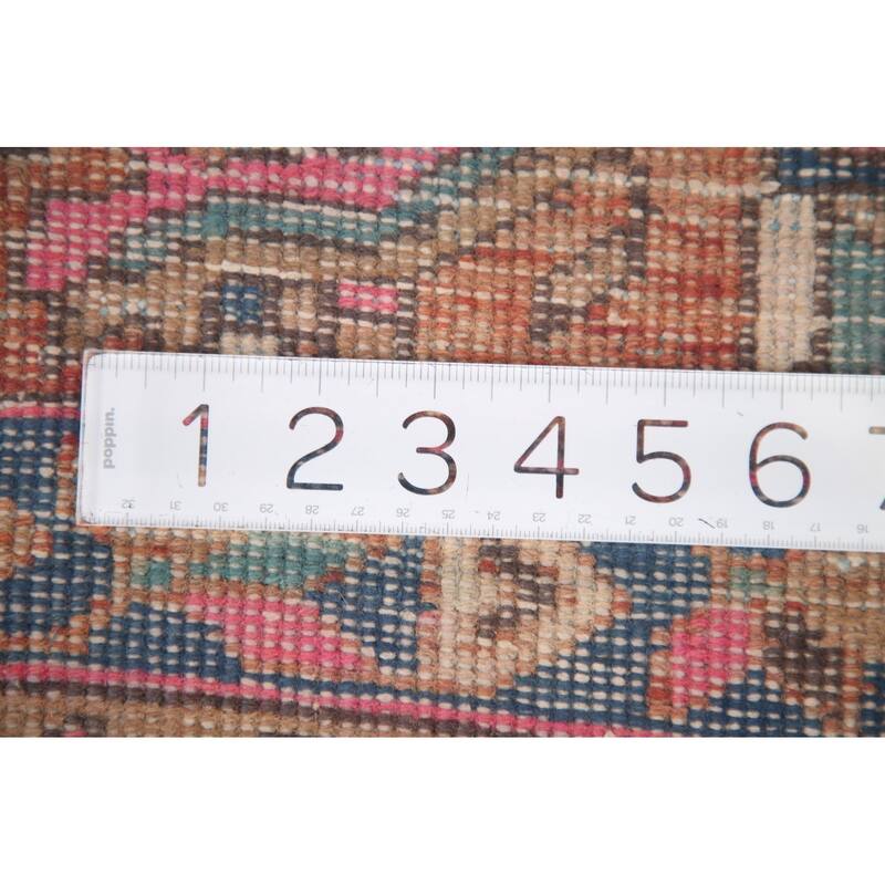 Hand Knotted Oriental 100% Wool Carpet Traditional Geometric Brown Heriz Runner Rug - 10' 11'' X 3' 9''