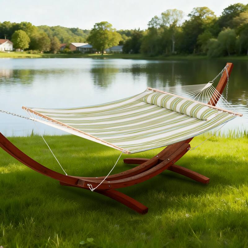 Double Spreader Bar Hammock With 13.5 ft. Wooden Stand - 162*55.1*48.8