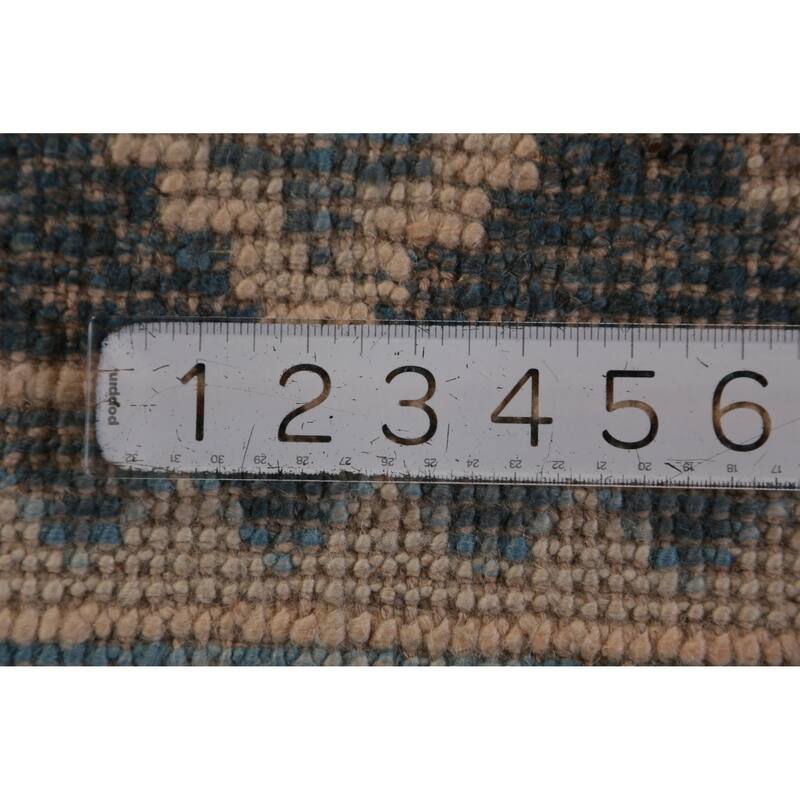 Hand Knotted Oriental 100% Wool Carpet Transitional Geometric Navy Blue & Blues Oushak Area Rug - 11' 4'' X 8' 3''