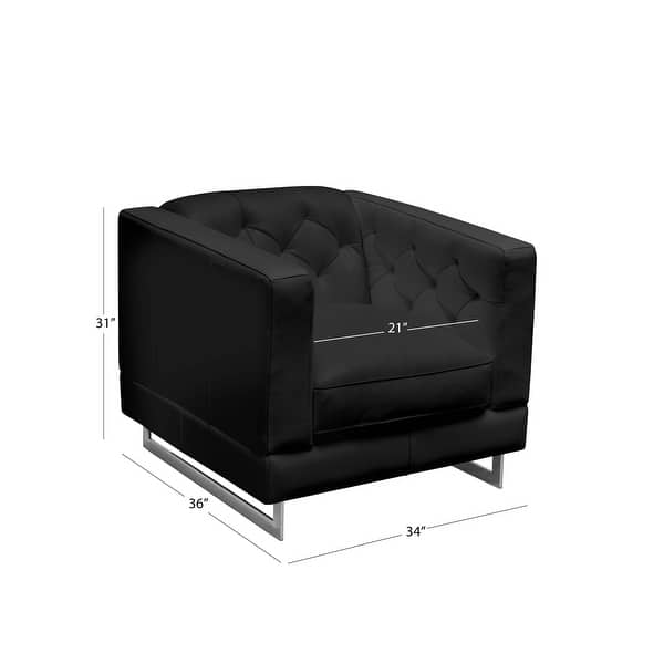 dimension image slide 1 of 4, Abbyson Victoria 3 Piece Top Grain Leather Set with Metal Legs