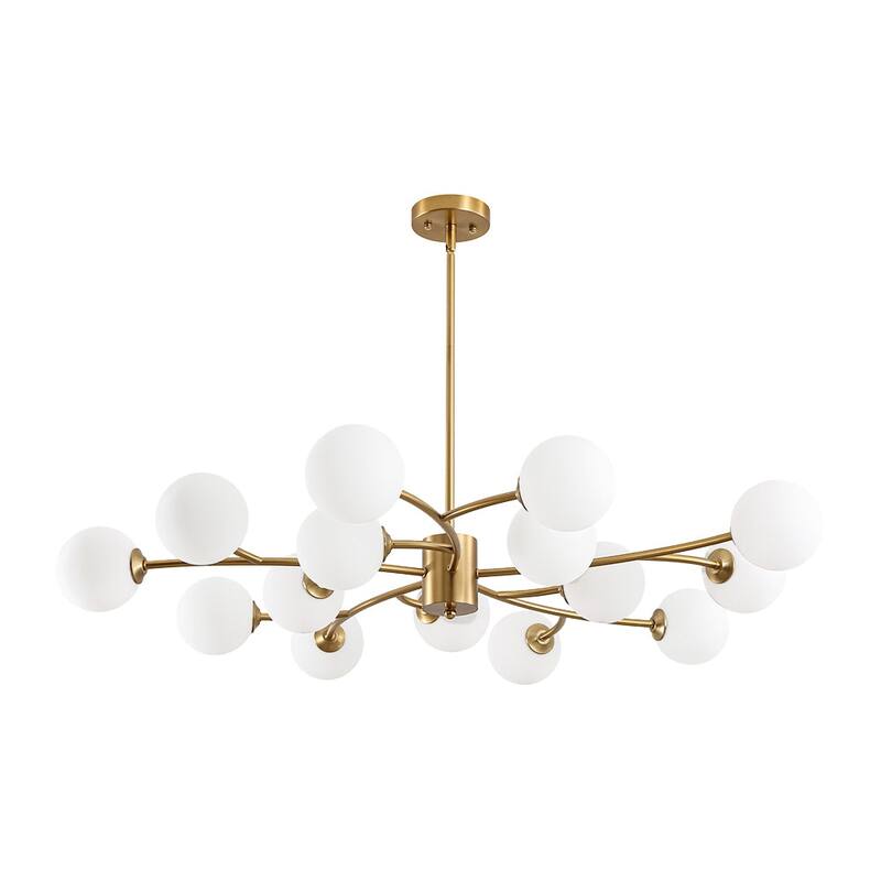 15-Light Spiral Branch Mid-century Frosted Glass Chandelier - 43.3 in