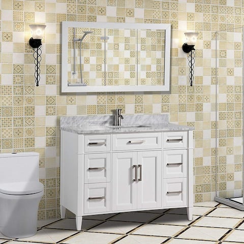 Vanity Art 48-Inch Bathroom Vanity Set with Carrara Marble Top