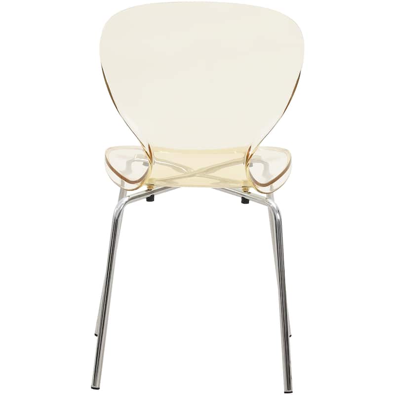 Stackable Plastic Dining Chair with Chrome Legs Set of 4 Transparent Accent Side Chair for Indoor and Outdoor