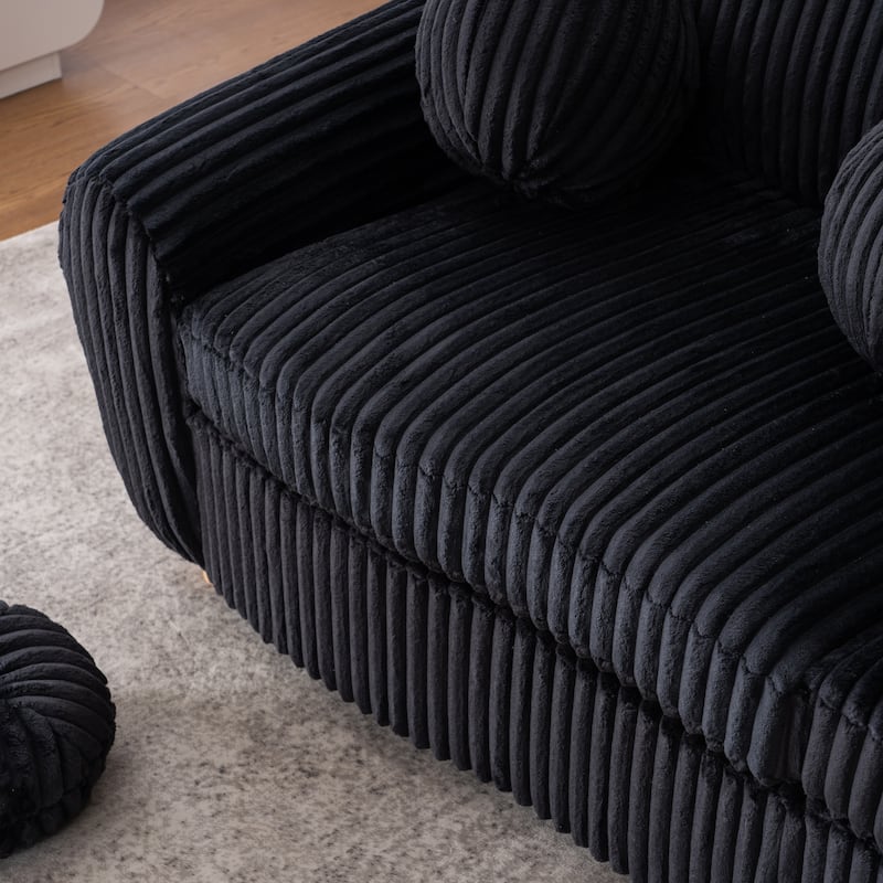 Living Room Tufted Loveseat Sofa, Upholstered Sofa Deep Seat Sofa Settee with 5 Round Throw Pillow 2-seat Armchair
