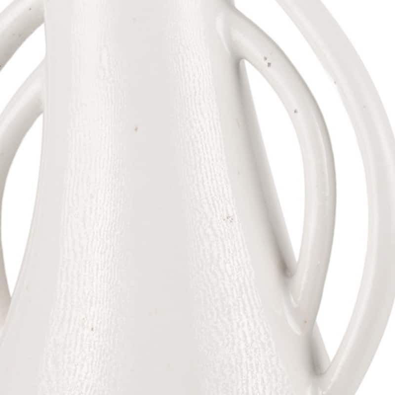 14" Off White Speckle Ceramic Amphora Table Vase - 7.09