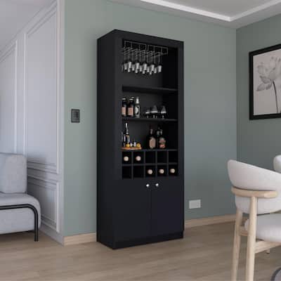 Nero Tall Bar Cabinet 4 Shelves.
