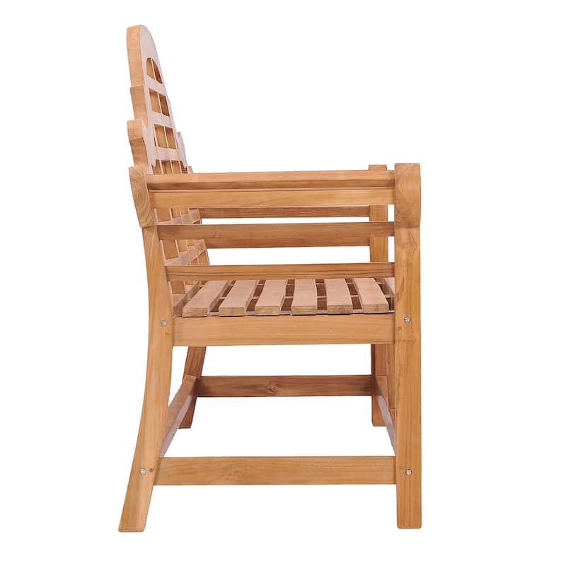 Chic Teak Lutyens Teak Wood Outdoor Garden & Patio Triple Bench