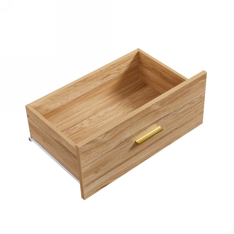 Modern Minimalist 9-Drawer Dressing Table, Entryway Table with Gold Handles and Waterproof Design, for Bedroom, Natural