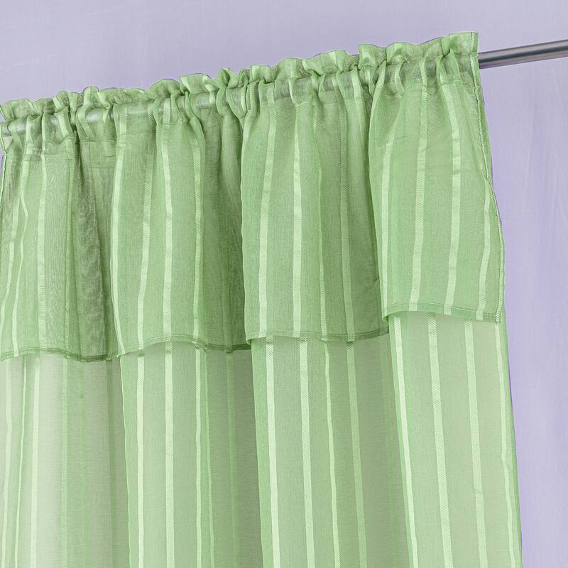 Gretchen Striped Sheer Window Curtain Rod Pocket 90 inch - 54 x 90 in.