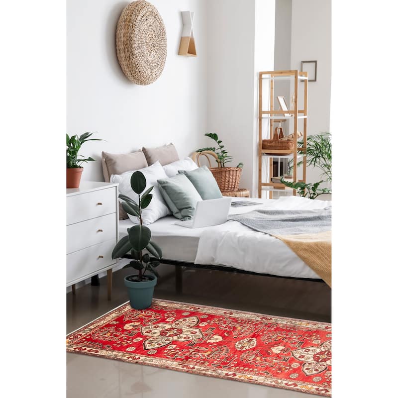 ECARPETGALLERY Hand-knotted Andelz Red Wool Rug - 3'7 x 9'7