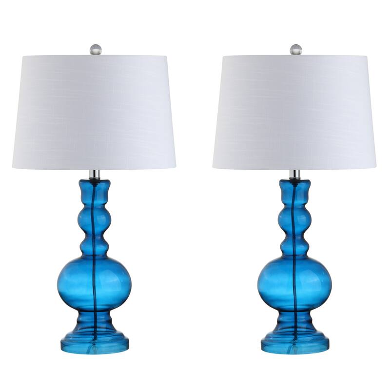 Stewart 28.5" Glass LED Table Lamp, Aqua (Set of 2) by JONATHAN Y