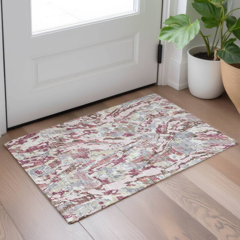 Machine Washable Indoor/ Outdoor Brushstrokes Chantille Rug