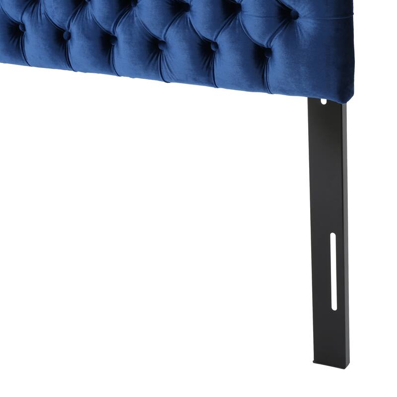 Modern Button-Tufted Upholstered Queen Size Adjustable Wood Headboard with Metal Legs